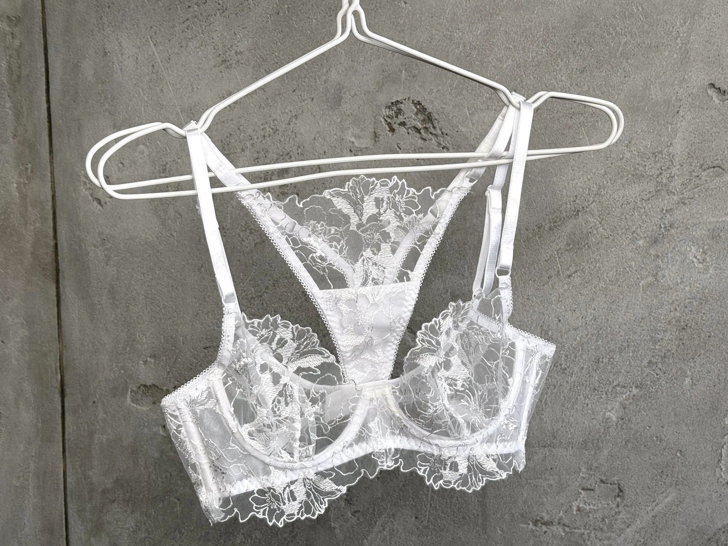White sheer floral lace set ( Buy 2 Get 1 Free )