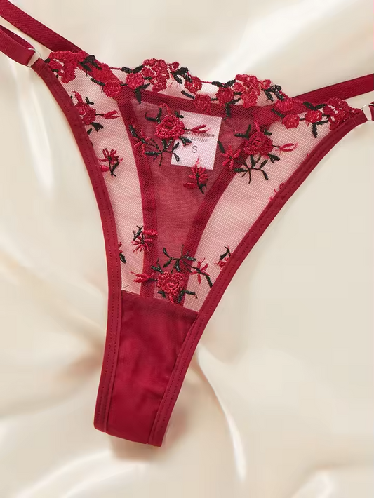 Wine Red Floral Lace 2-Piece Set ( PACK OF 3)