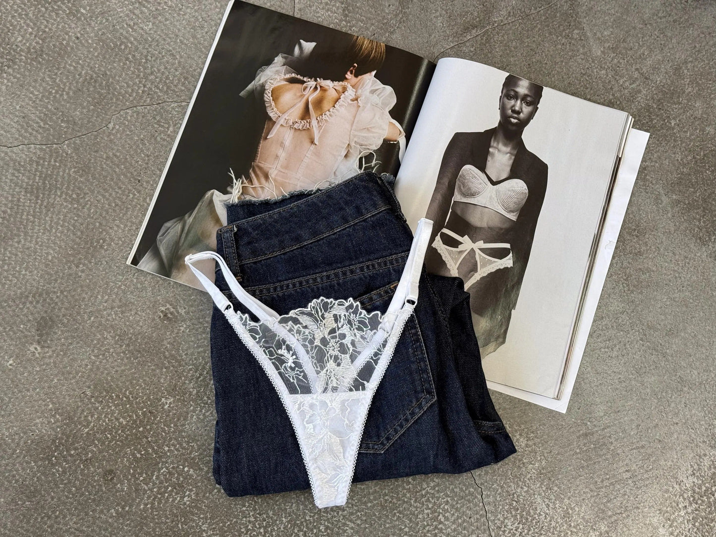 White sheer floral lace set ( Buy 2 Get 1 Free )