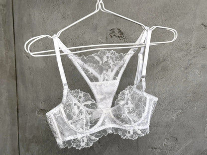 White sheer floral lace set ( Buy 2 Get 1 Free )