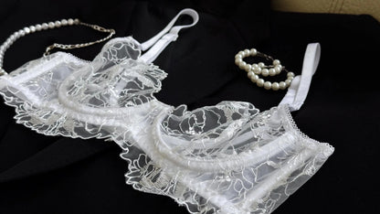 White sheer floral lace set ( Buy 2 Get 1 Free )